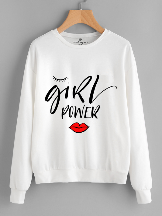 Fifth Avenue Girl Power Lips Printed Sweatshirt - White