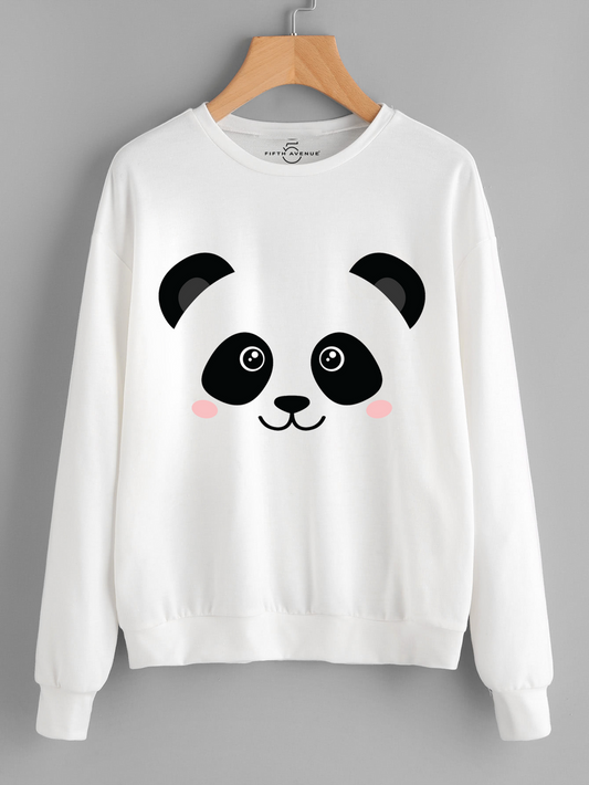 Fifth Avenue Panda Smile Printed Sweatshirt - White