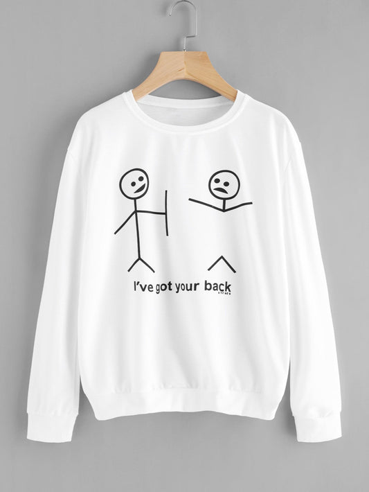 Fifth Avenue I've Got Your Back Printed Sweatshirt - White