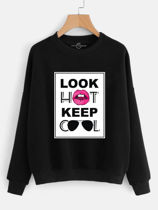 Fifth Avenue Look Hot Keep Cool Printed Sweatshirt - Black