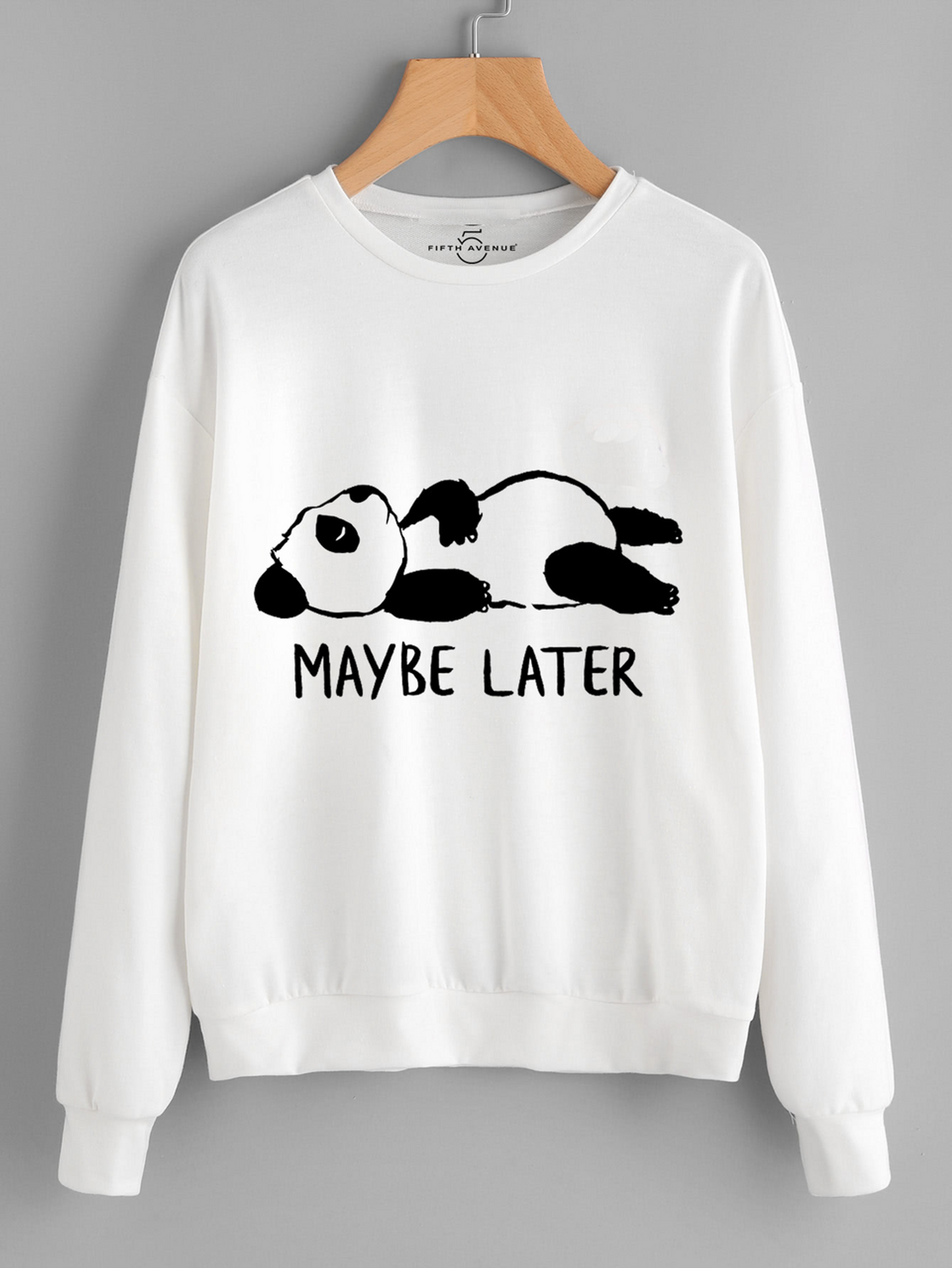 Fifth Avenue Maybe Later Panda Printed Sweatshirt - White