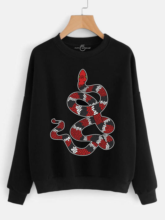 Fifth Avenue Radiant Snakes Printed Sweatshirt - Black