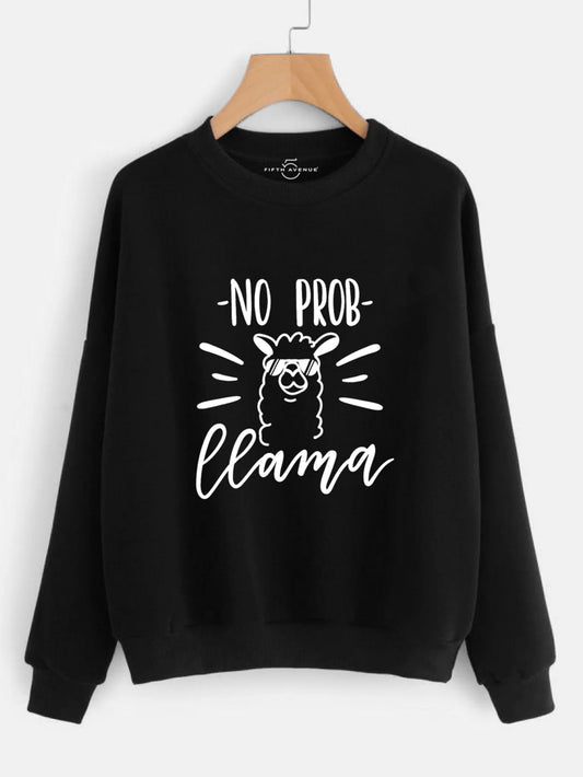 Fifth Avenue No Prob Llama Printed Sweatshirt - Black