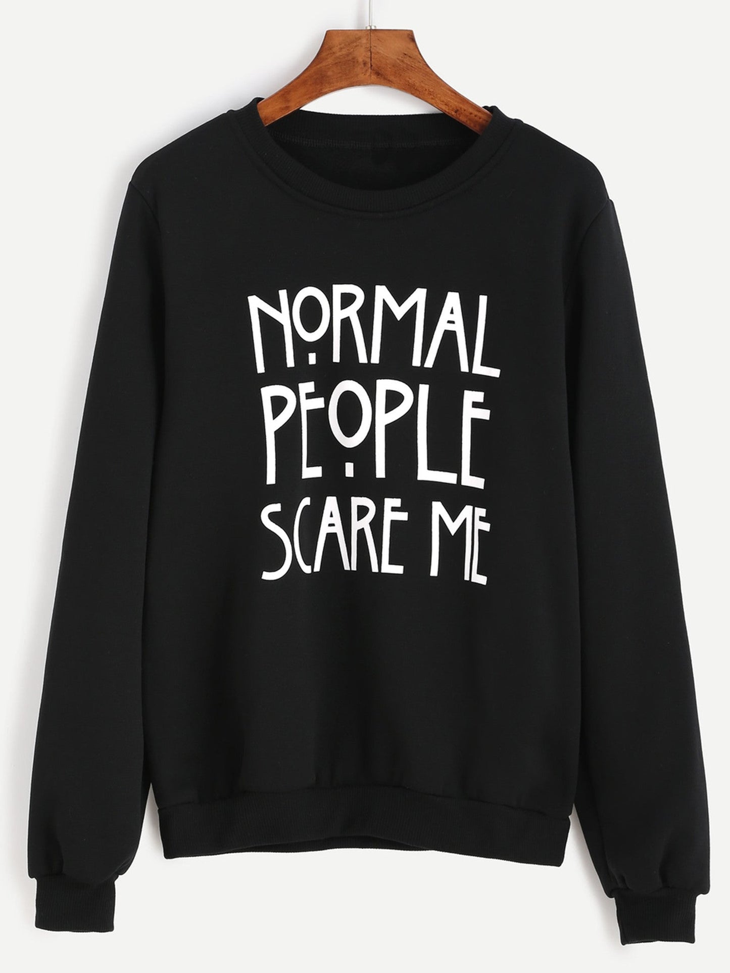 Fifth Avenue Normal People Scare Me Printed Sweatshirt - Black