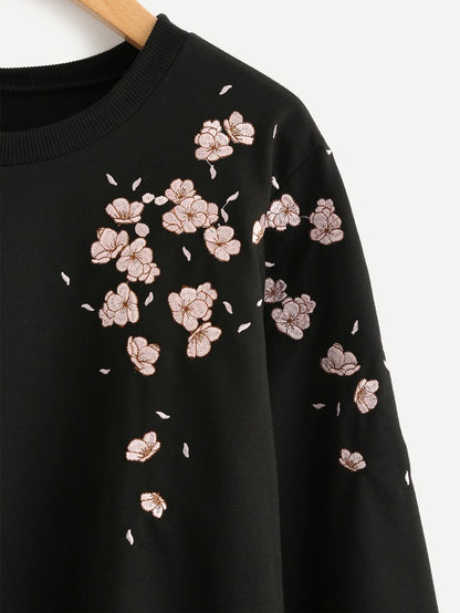 Fifth Avenue JOPJA Rose Petal Printed Sweatshirt - Black