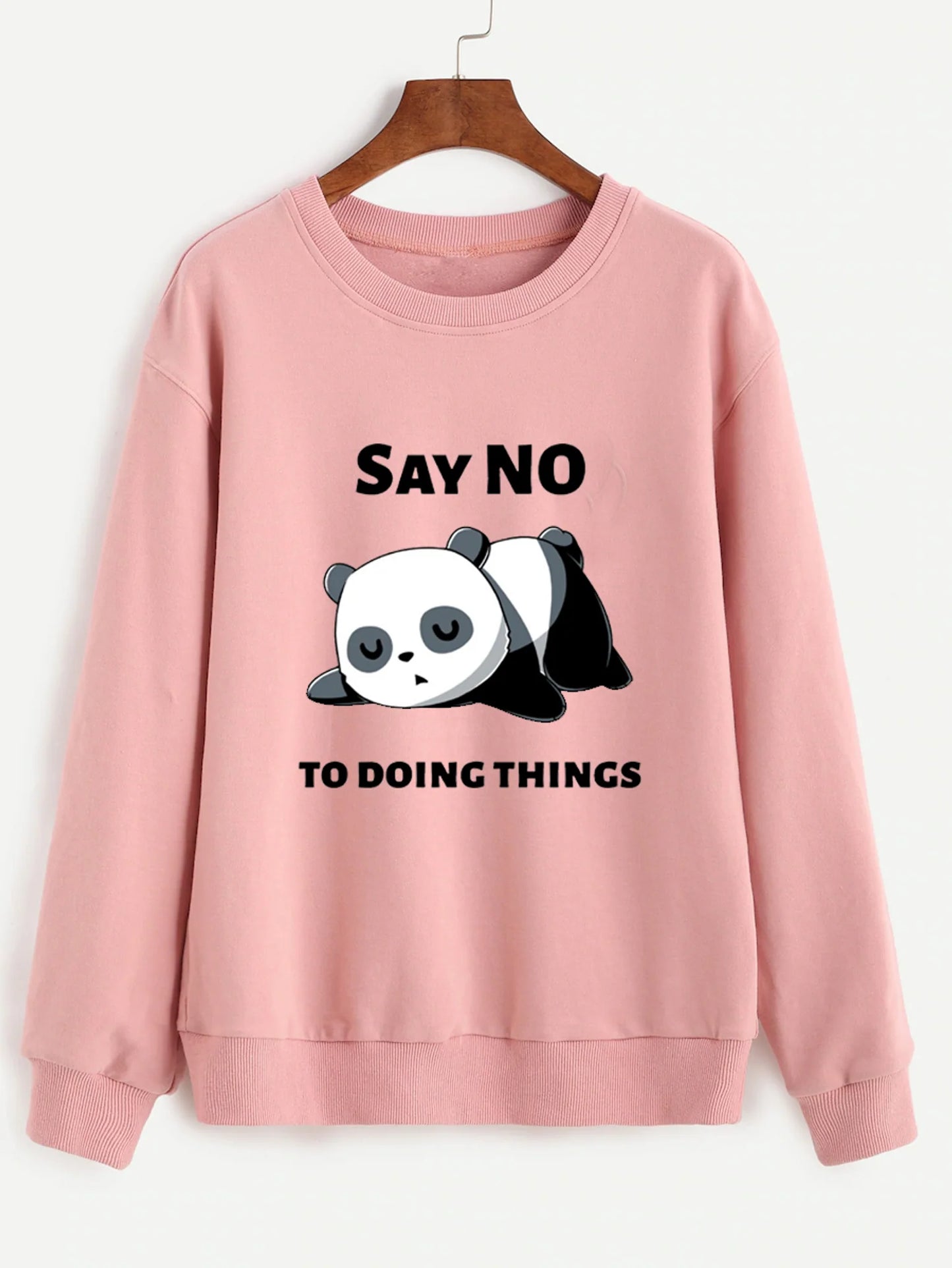 Fifth Avenue Say No To Doing Panda Printed Sweatshirt - Pink