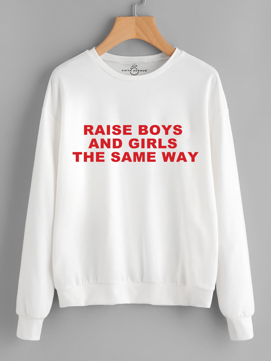 Fifth Avenue Raise Boys and Girls Same Printed Sweatshirt - White