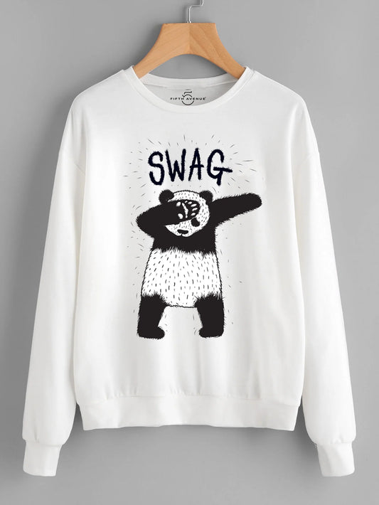 Fifth Avenue Swag Panda Printed Sweatshirt - White