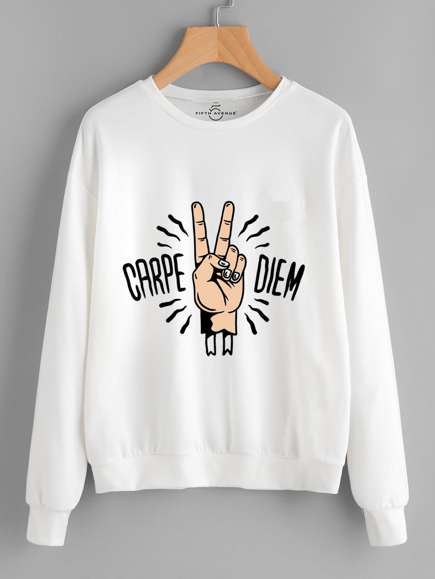 Fifth Avenue DIFT210 Carpe Diem Vector Printed Sweatshirt - White