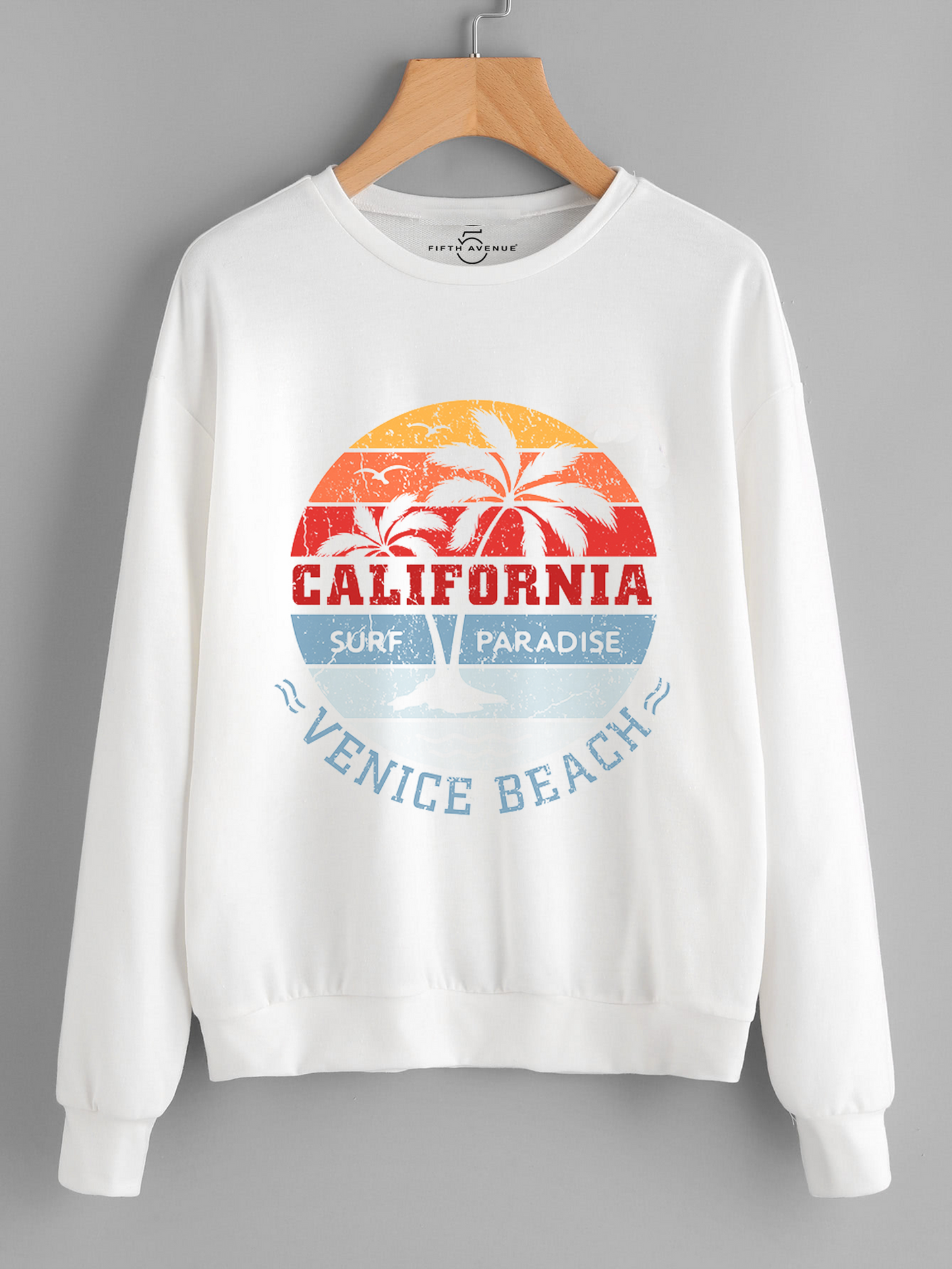 Fifth Avenue DIFT209 California Vector Printed Sweatshirt - White